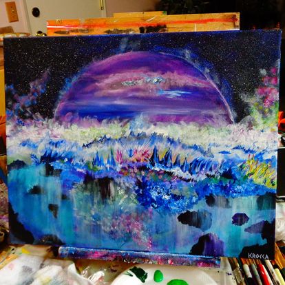 Painting Abstract Planet Universe 16x20 Signed.jpg