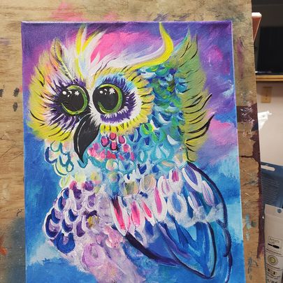Painting Animal Abstract owl 11x14 signed.jpg