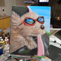 Painting Animal Dog brown car window 16x20 signed.jpg