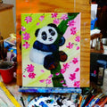 Painting Animal Panda Bear with cherry blossoms 11x14 signed.jpg