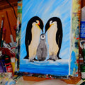 Painting Animal Penguin family 11x14 Signed.jpg