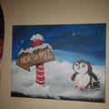 Painting Animal Christmas Holiday Penguin with suitcase 16x20 signed.jpg