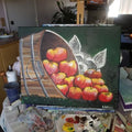 Painting Animal Raccoon red apples 16x20 signed.jpg