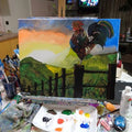 Painting Animal Rooster Morning 16x20 signed.jpg