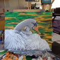 Painting Animal Swan with baby 16x20 signed.jpg