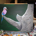 Painting Animals Rhino and birdie 16x20 signed.jpg