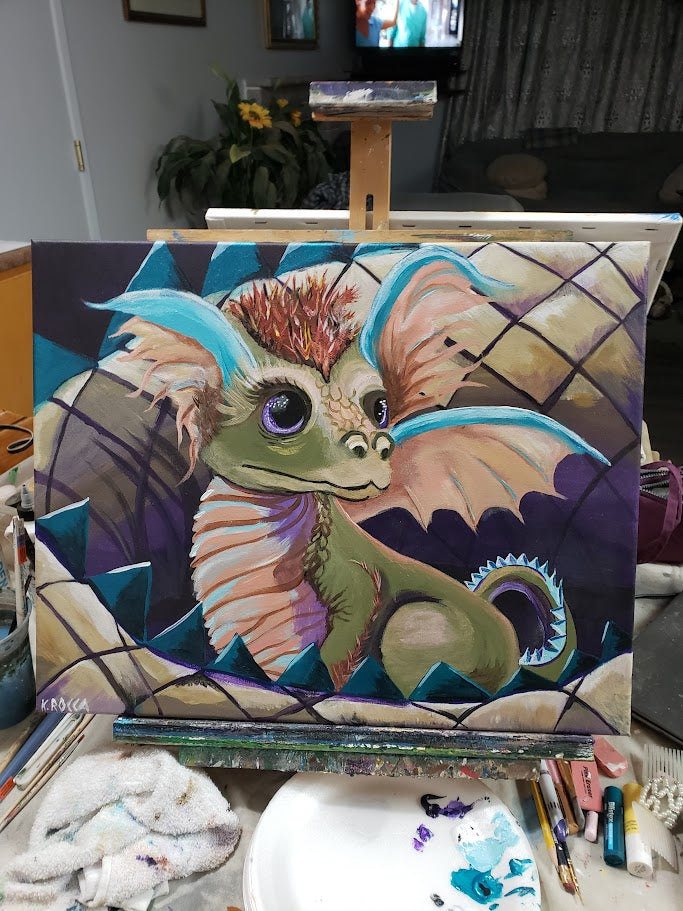Painting Baby Dragon Fantasy 16x20 Signed.jpg