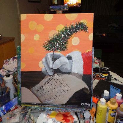 Painting Christmas Xmas Holiday Santas Hand check list 16x20 signed.jpg