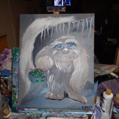 Painting Christmas Holiday Xmas Snow Monster mistle toe 16x20 signed.jpg