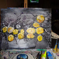 Painting Flowers Yellow Roses Grey black abstract 16x20 signed.jpg