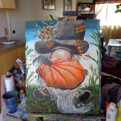 Painting Gnome Halloween pumpkin 16x20 signed.jpg