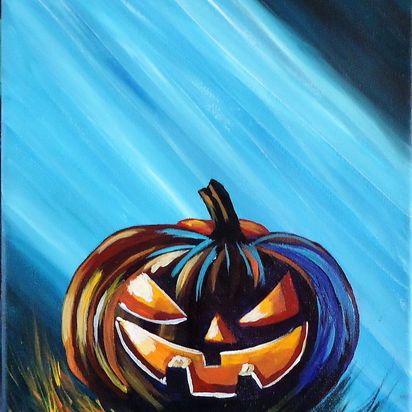 Painting Halloween Scary jack-o-lantern 8x10 Signed.jpg