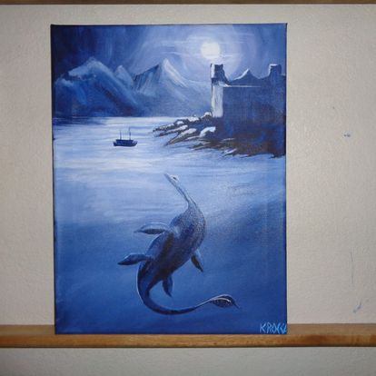 Painting Lock Ness Monster Castle 11x14 Signed.jpg