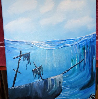 Painting Sunken Ship Ocean - 11x14 Signed.jpg