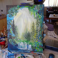 Painting Whimsical Waterfall scene 16x20 signed.jpg