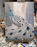 Painting Winter Peacock Xmas Christmas 16x20 Signed.jpg
