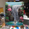 Painting lady showering waterfall 16x20 signed.jpg