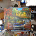 Painting boat weeping willow trees 16x20 signed.jpg