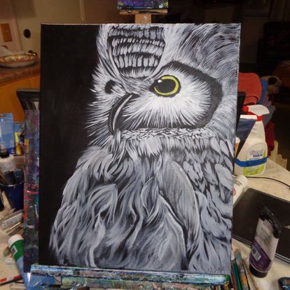 Painting mono-chromatic animal owl 16x20 signed.jpg