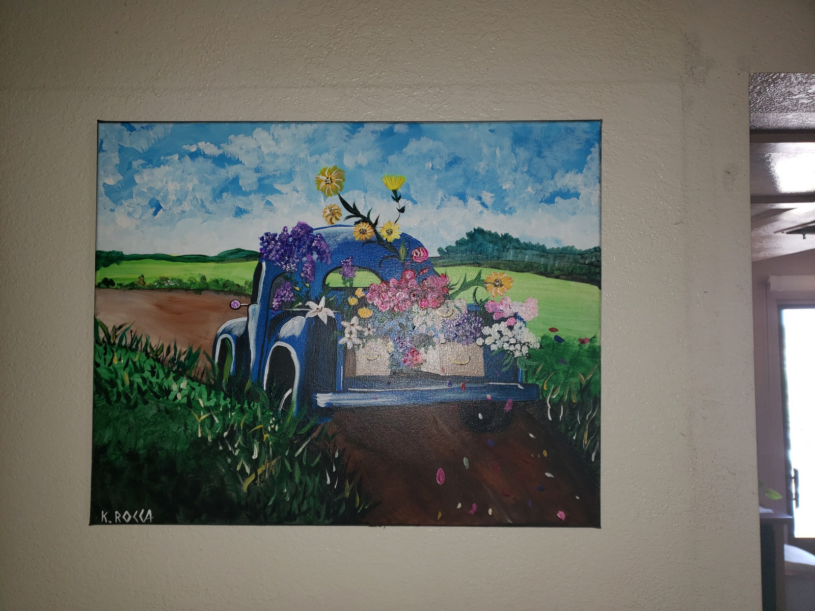 Painting old Pickup Truck Sunshine flowers - 11x14 - Signed.jpg