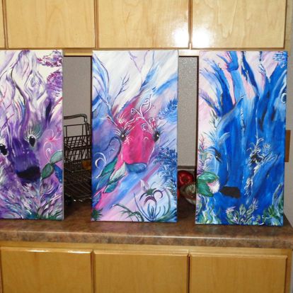Paintings Set of 3 cows Abstract animal - Signed.jpg
