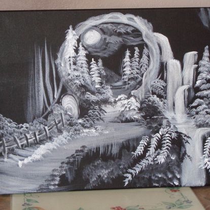 Painting black and white gradient landscape 16x20 signed.jpg
